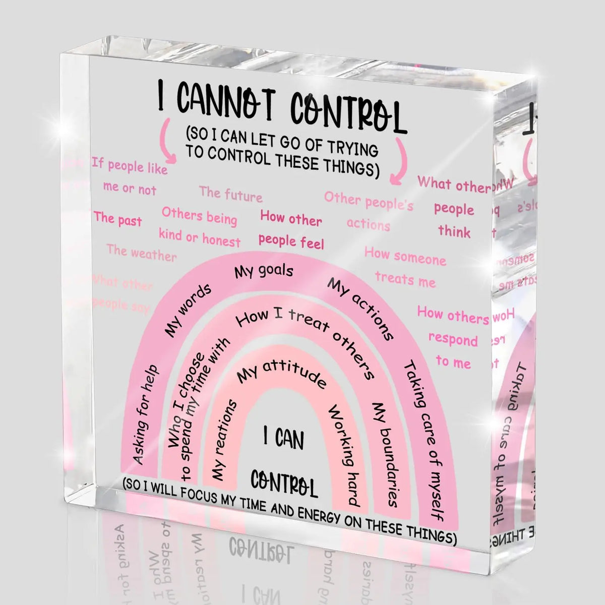 I Can Control Acrylic Sign | 4x4 Pink Mental Health Desk Decor for Women