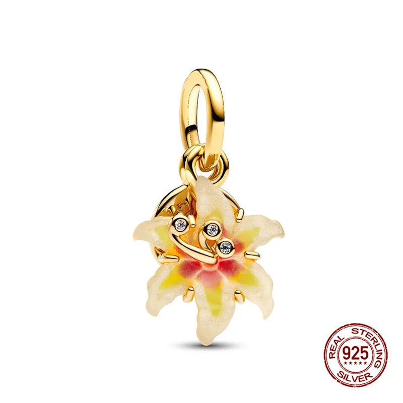 925 Sterling Silver Floral Charm Bead | Roses, Flowers & Lucky Clover for Bracelets & Necklaces