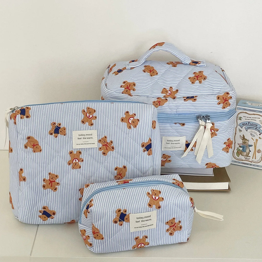 Cozy Bear Quilted Makeup Bag | Three Sizes