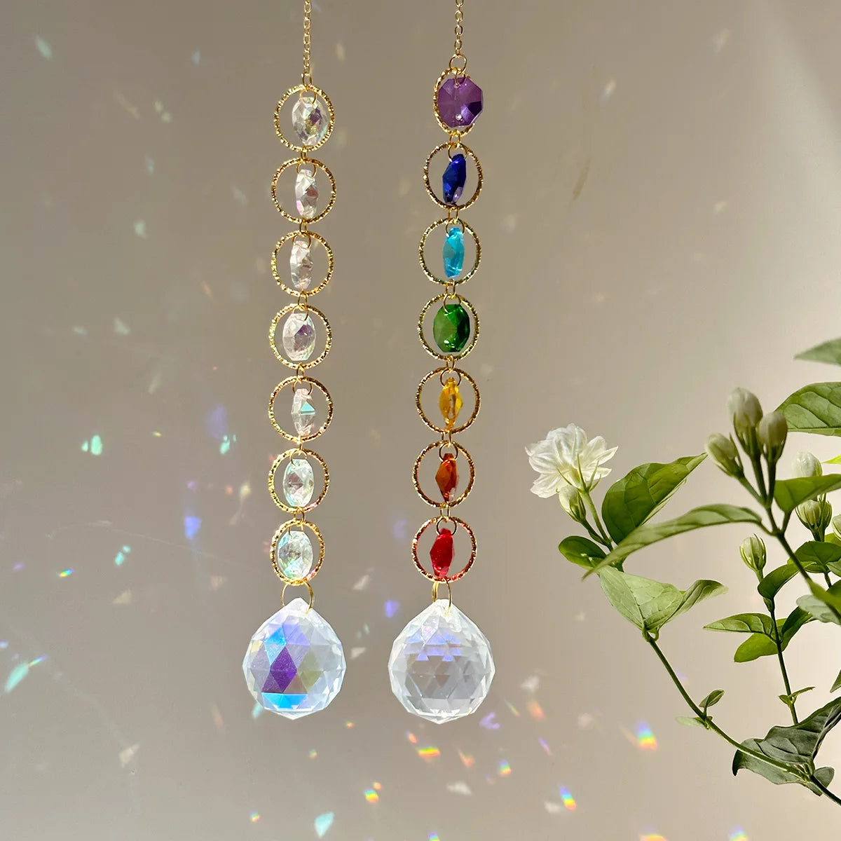 Rainbow Whimsy Crystal Suncatcher Mobile