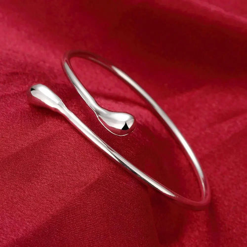 925 Sterling Silver Teardrop Bangle Bracelet