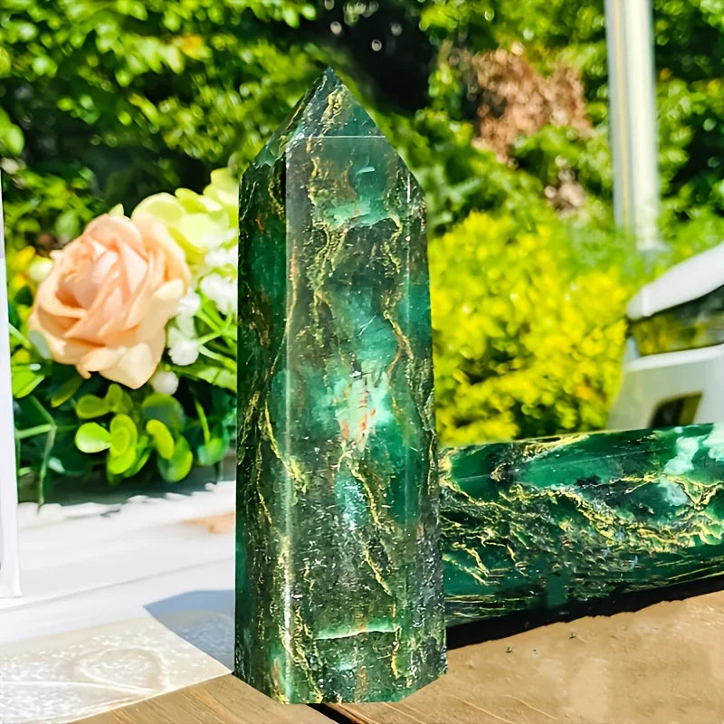 Natural Emerald Crystal Tower — Single Point Healing Stone for Home Decor