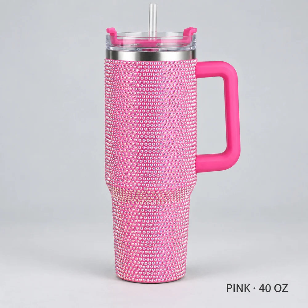 Rhinestone Sparkle Insulated Tumbler with Handle | 40 oz