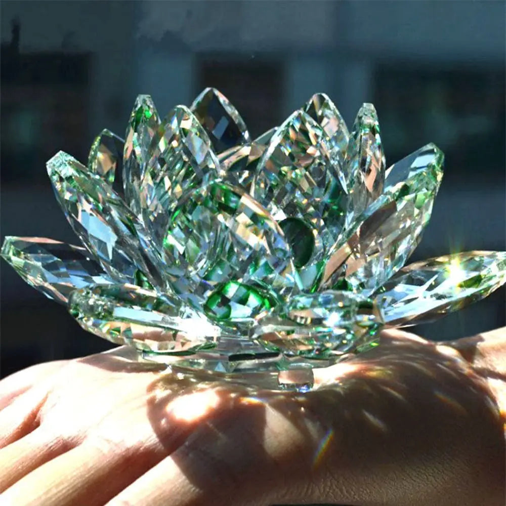 Crystal Lotus Flower Figurine — Healing Energy Home Decor & Gift