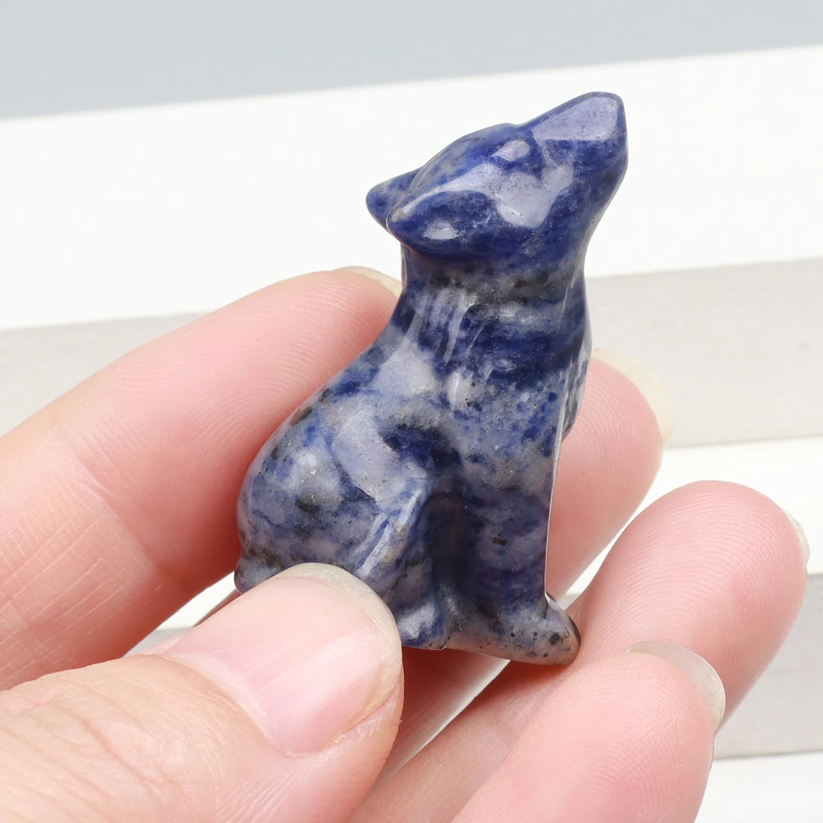 Carved Wolf Crystal Energy Stones