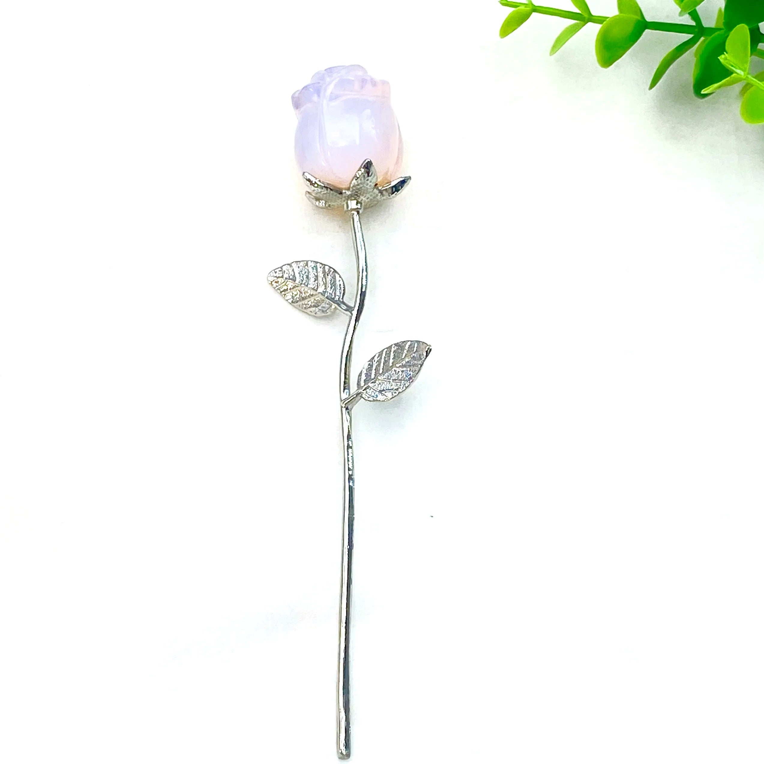 Crystal Carved Rose Flower — Natural Gemstone Rose Gift