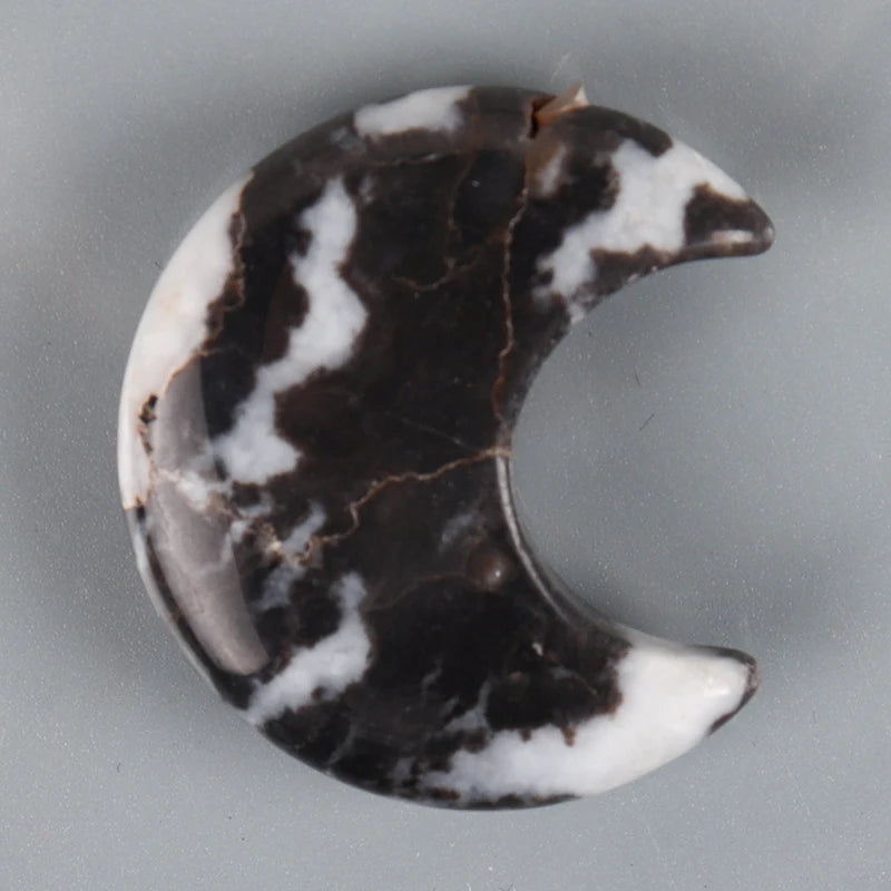 Natural Crystal Moon Ornament | Hand-Carved Healing Stone · 9 Varieties