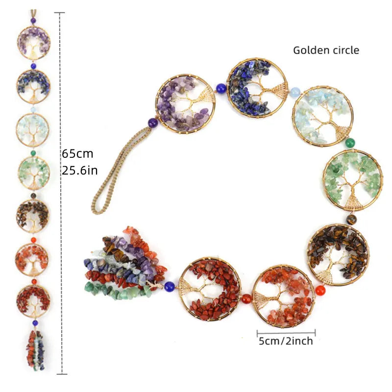 7 Chakra Crystal Tree of Life Hanging — Natural Gemstone Suncatcher