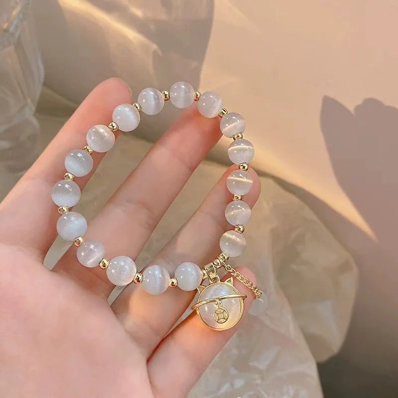 Cat Charm Beaded Bracelet