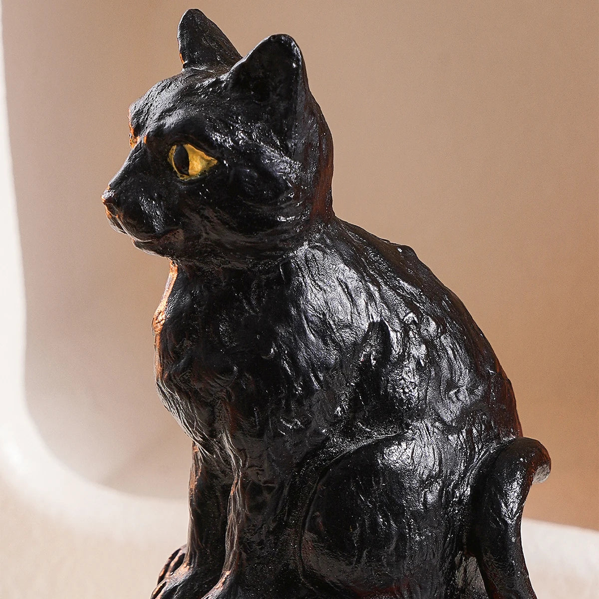 Black Cat Pumpkin Figurine | Halloween Resin Decor Ornament