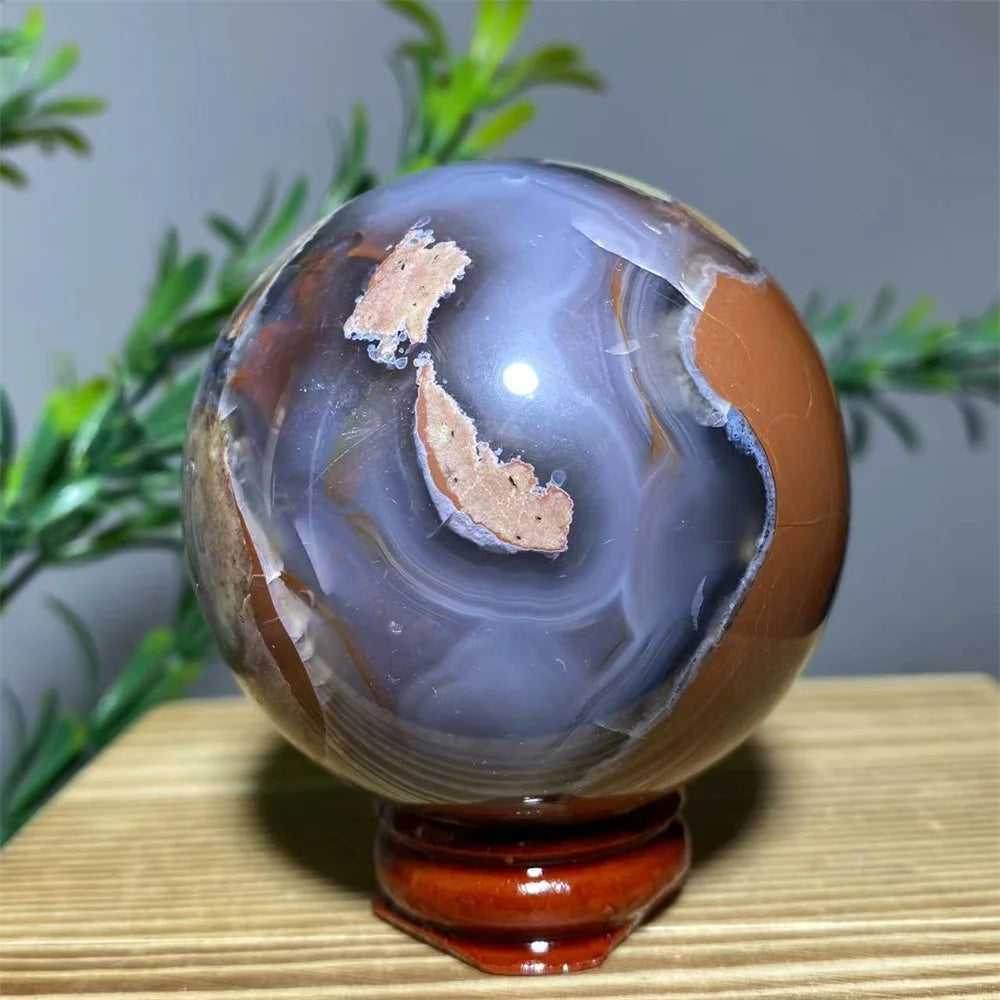 Natural Agate Crystal Sphere with Stand | Hand-Selected · Unique Flash Stone