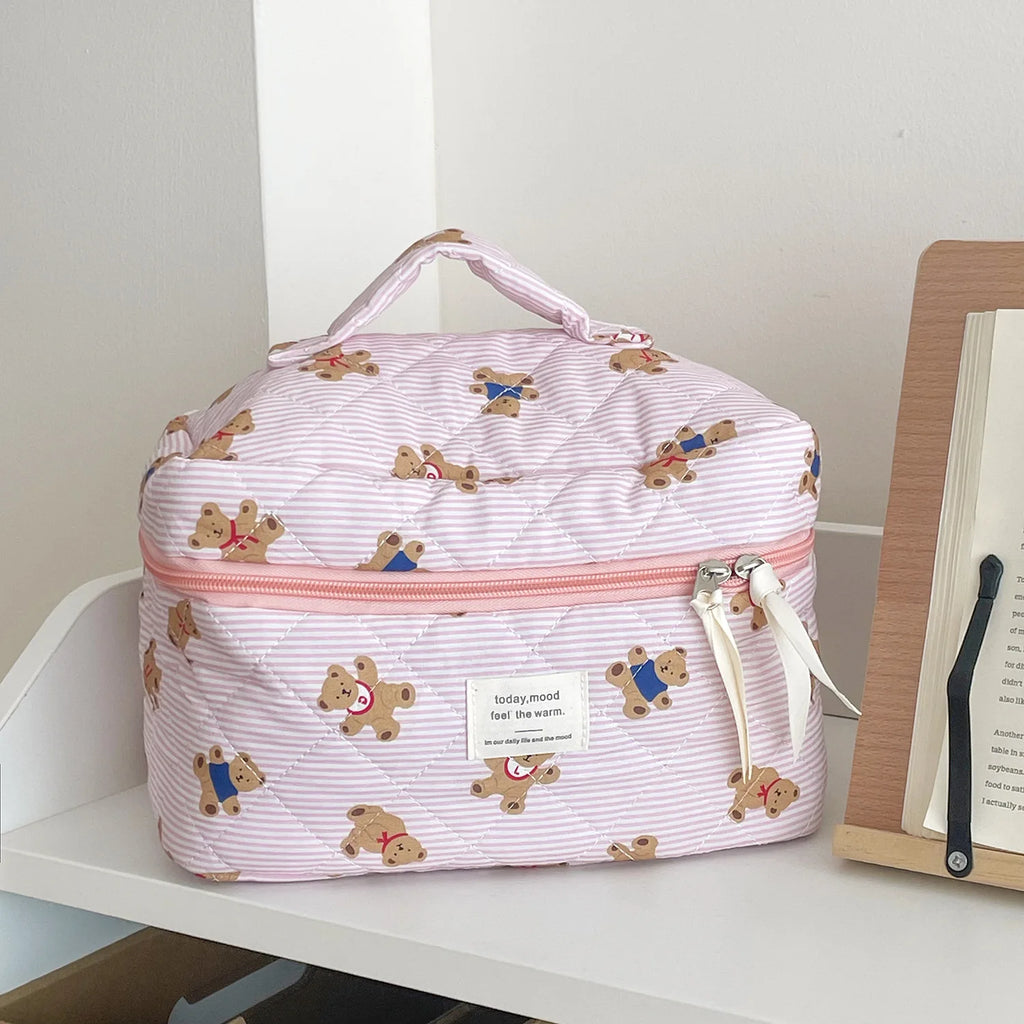 Cozy Bear Quilted Makeup Bag | Three Sizes