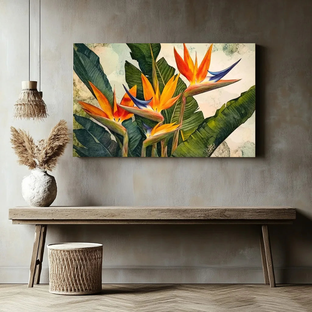 Tropical Orchid Wall Art — Boho Floral Canvas Print