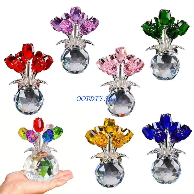 Handmade Crystal Rose Figurine — Elegant Flower Gift for Her