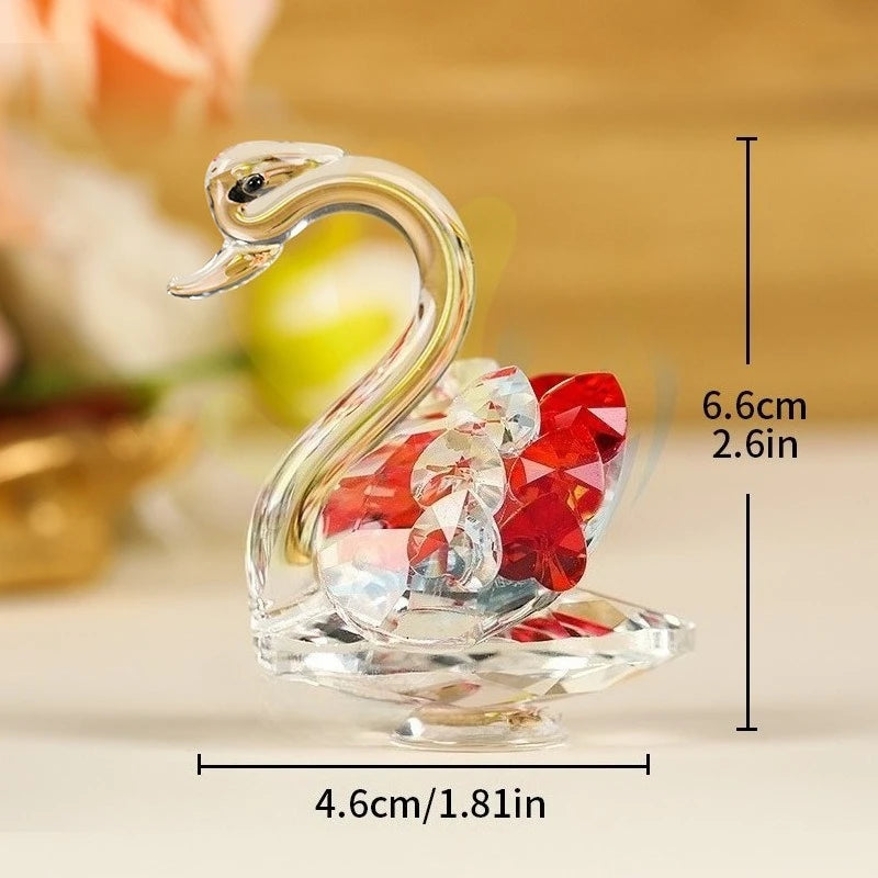 Crystal Glass Swan Ornament — Handcrafted Home Decor & Gift