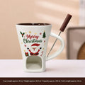 Merry Little Dip Ceramic Christmas Fondue Cup with Fork