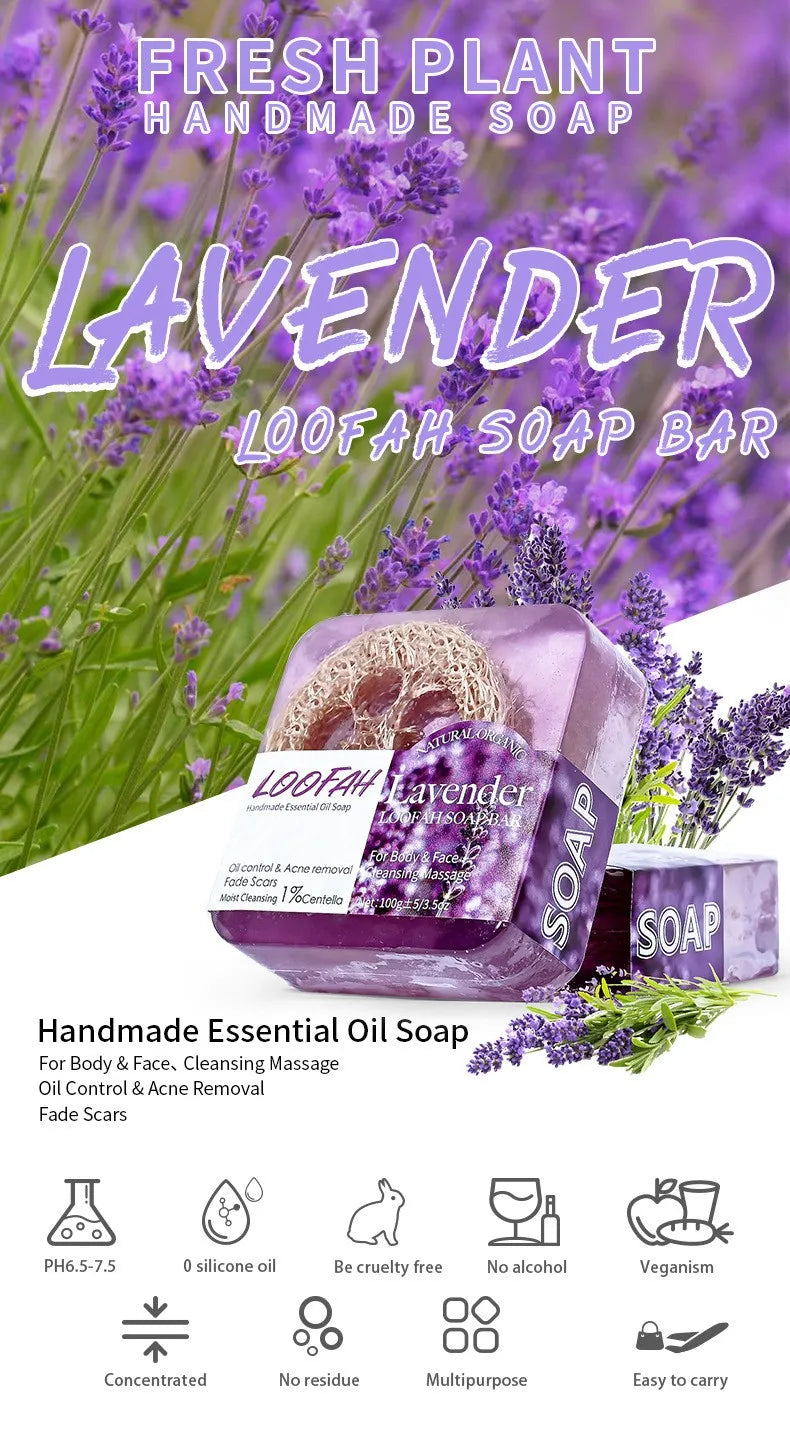 Organic Lavender Oil Loofah Soap Bar
