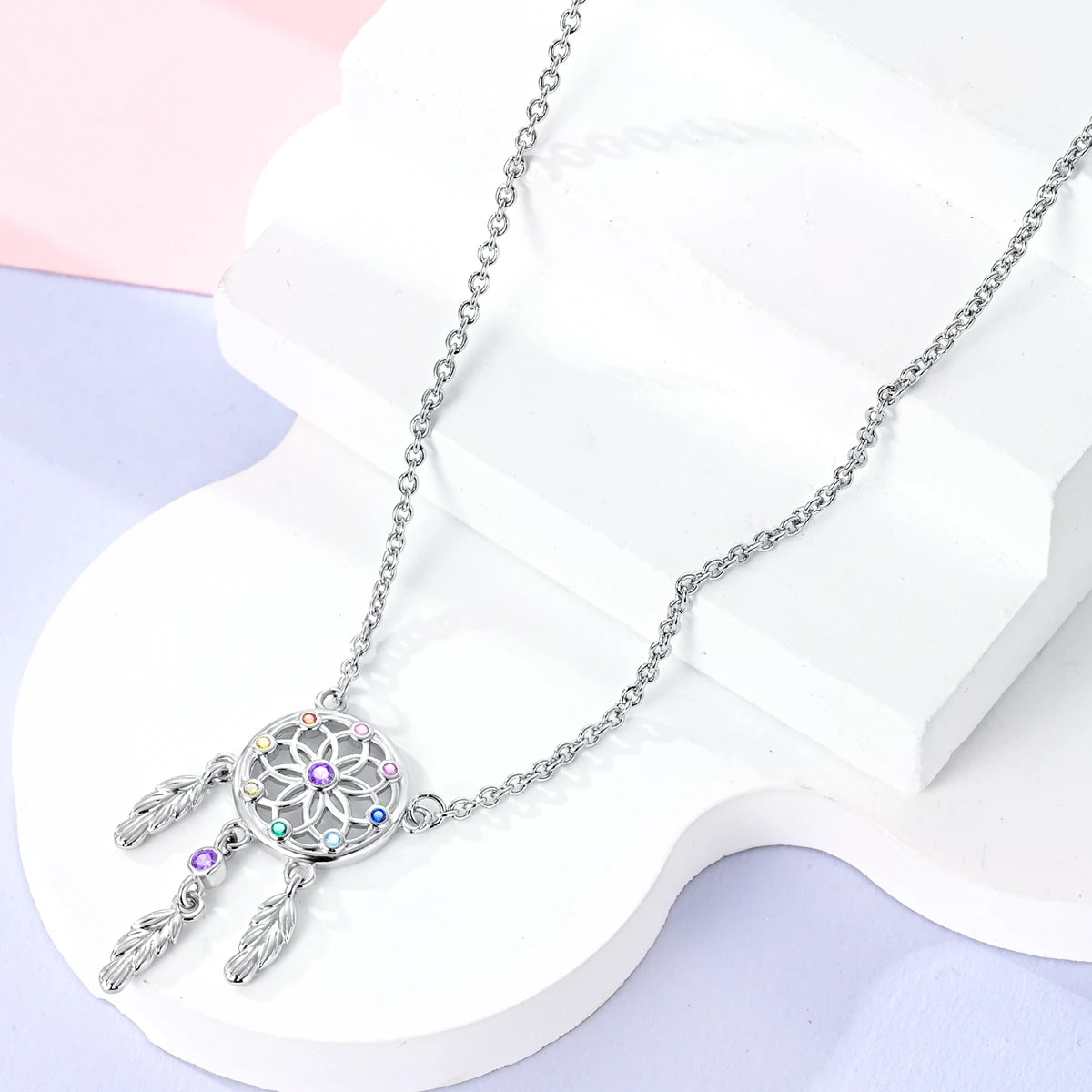 925 Sterling Silver Crystal Pendant Necklace — Minimalist Spiritual Jewelry