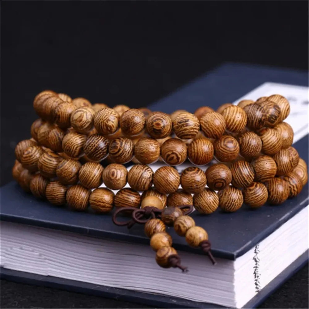 Natural Sandalwood 108 Bead Mala Bracelet