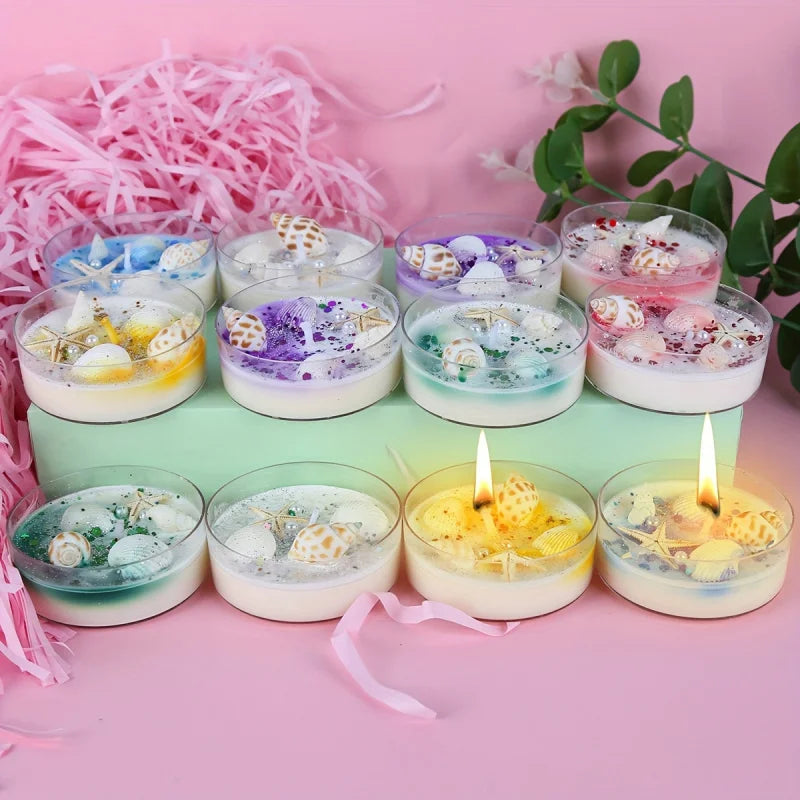Seashell Soy Wax Candle Gift Set | Pearl & Glitter Accents