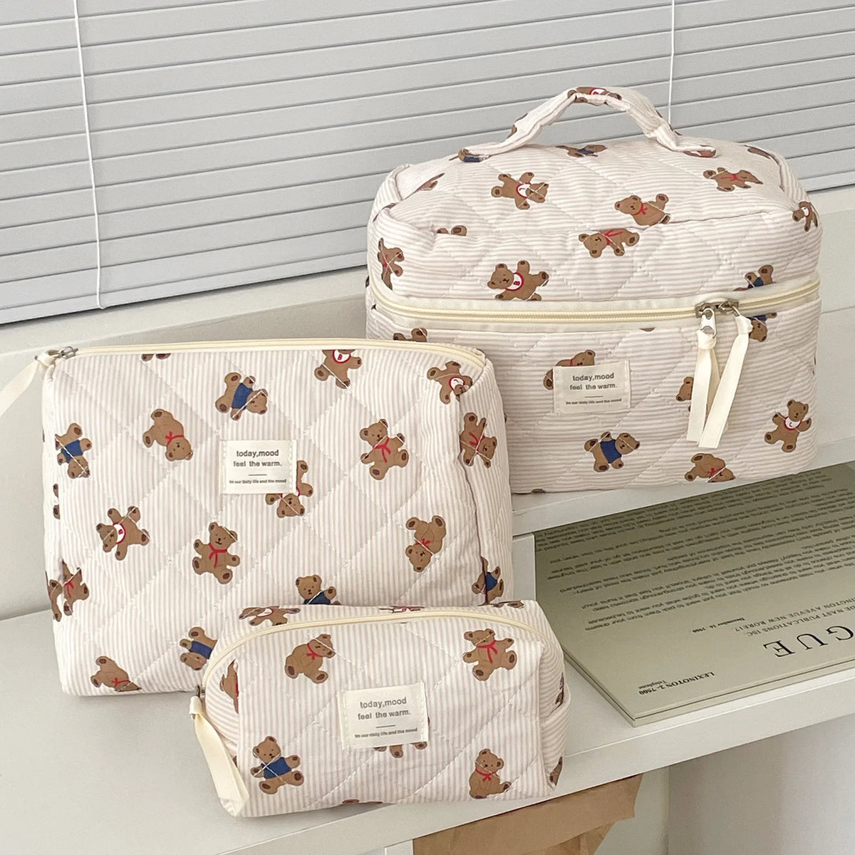 Cozy Bear Quilted Makeup Bag | Three Sizes