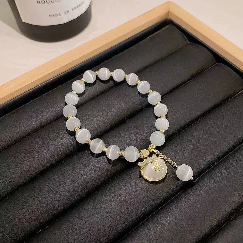 Cat Charm Beaded Bracelet