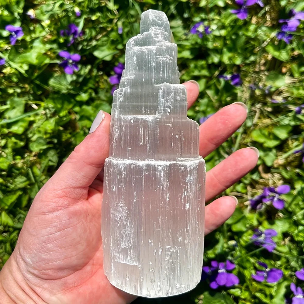 Natural Selenite Crystal Tower — Energy Cleansing Healing Stone for Home & Meditation