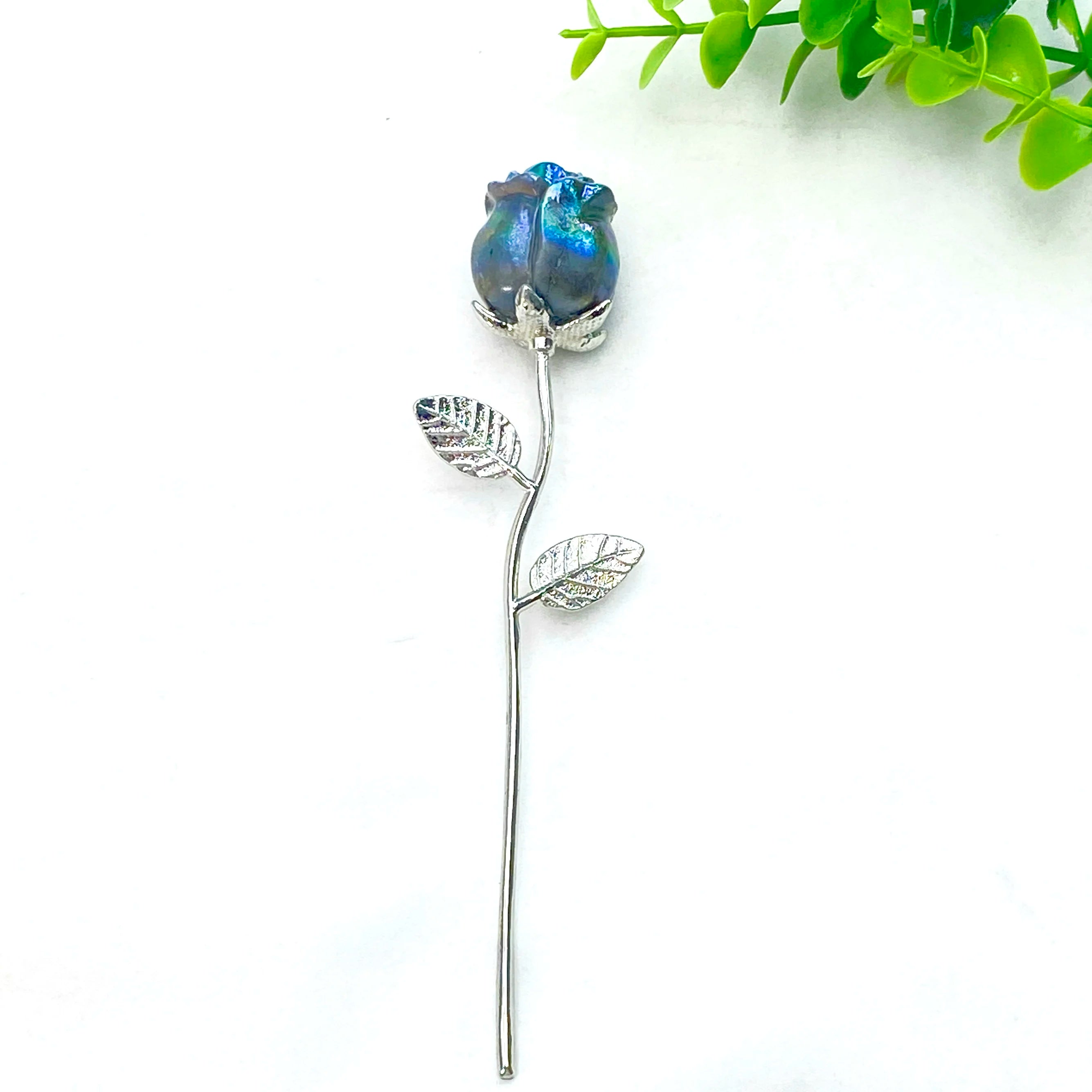 Crystal Carved Rose Flower — Natural Gemstone Rose Gift