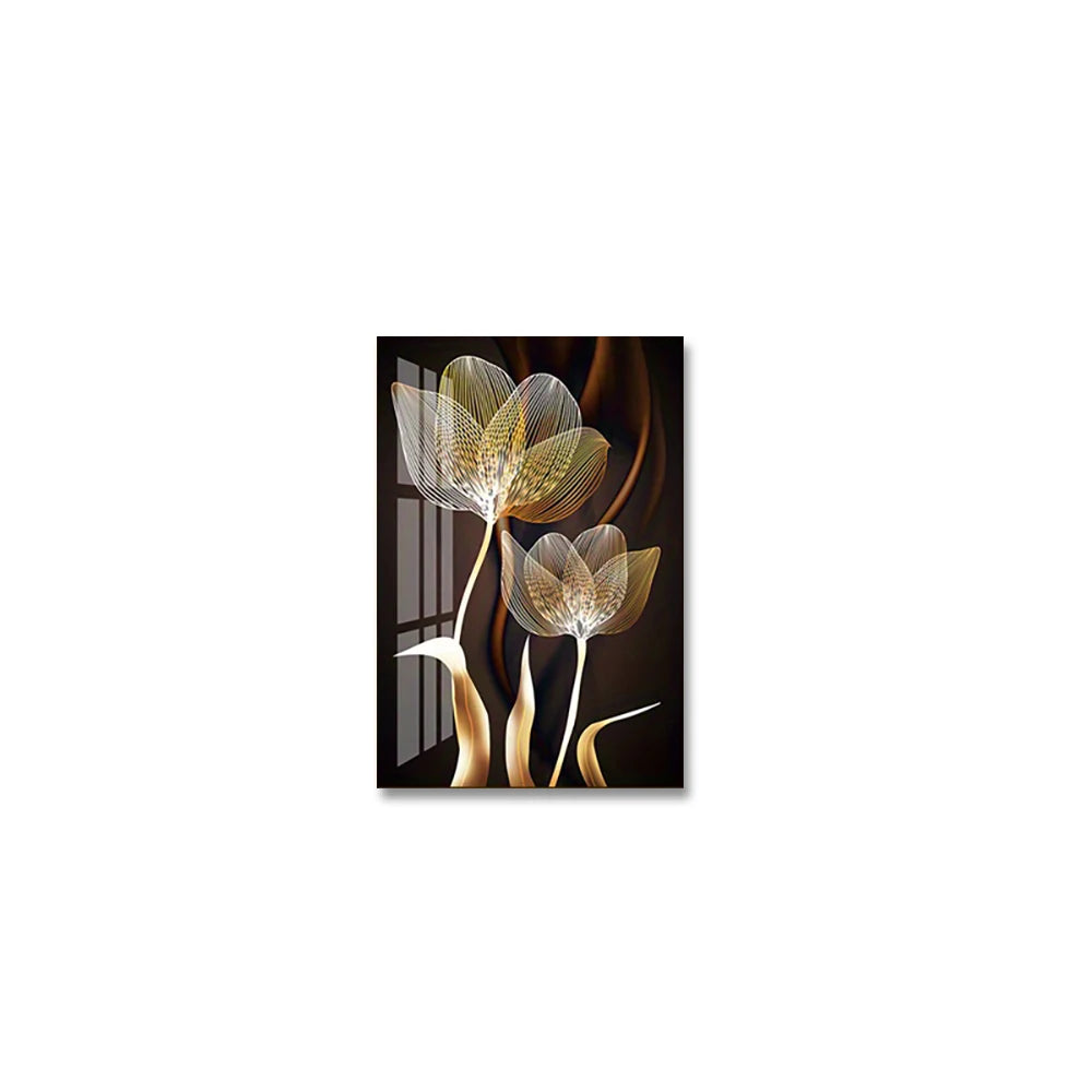 Black & Gold Abstract Floral Canvas Wall Art | Luxury Modern Home Decor Print