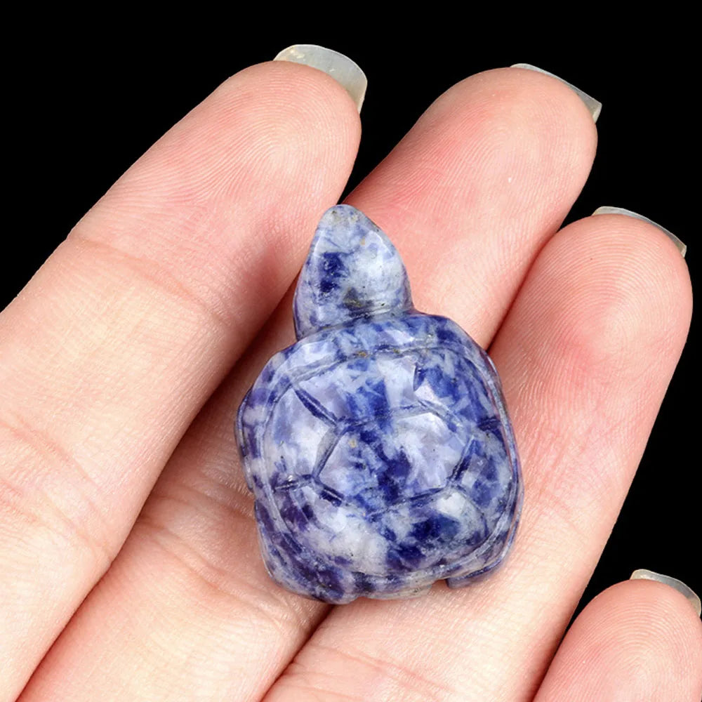 Natural Crystal Turtle Carving – Mini Gemstone Animal Figurine