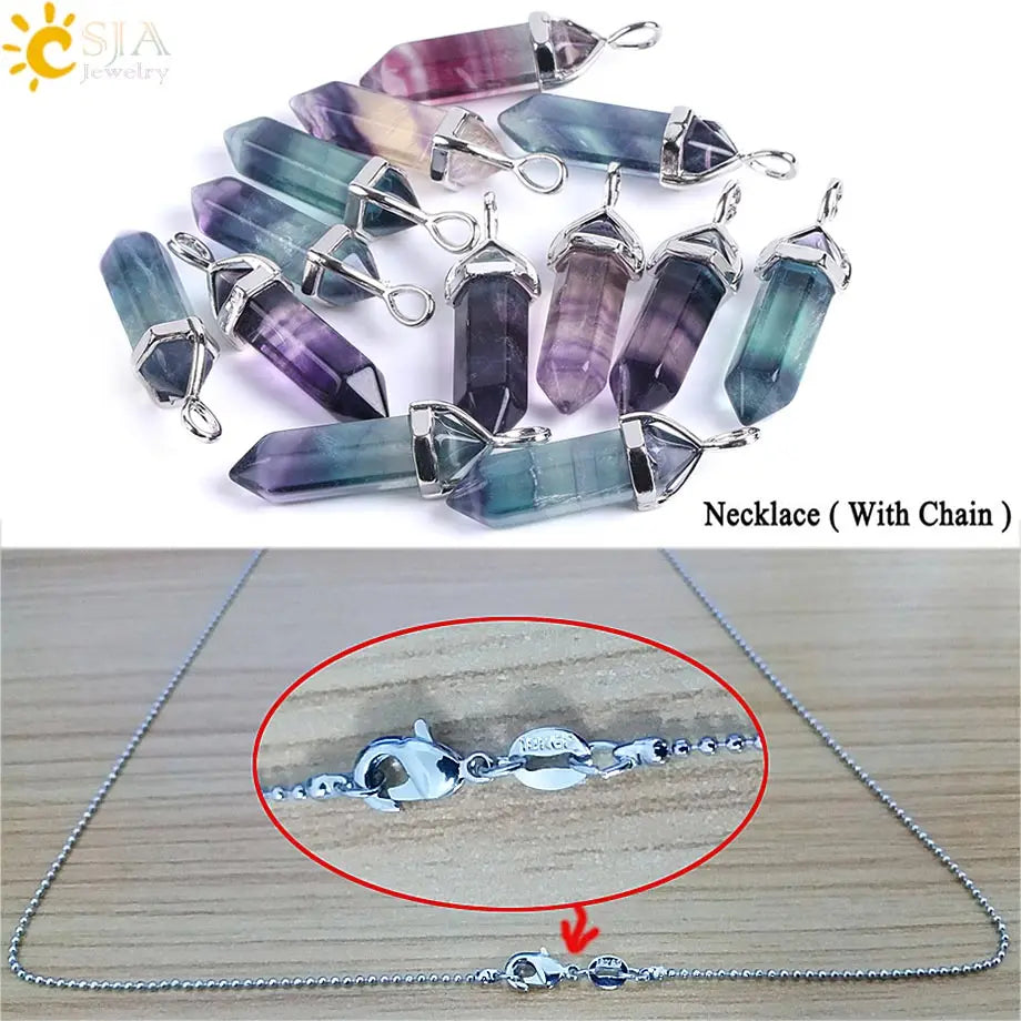 Fluorite Crystal Pillar Necklace