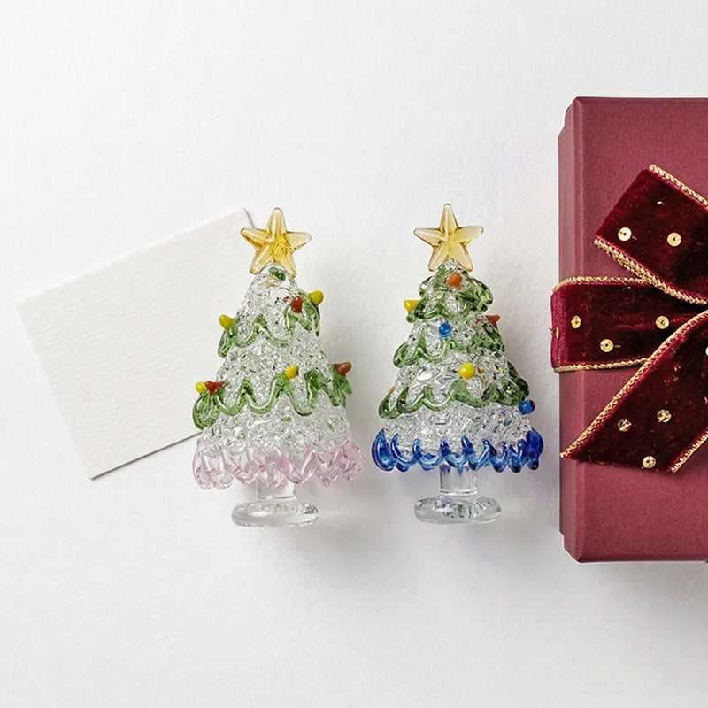 Mini Glass Christmas Tree Figurine