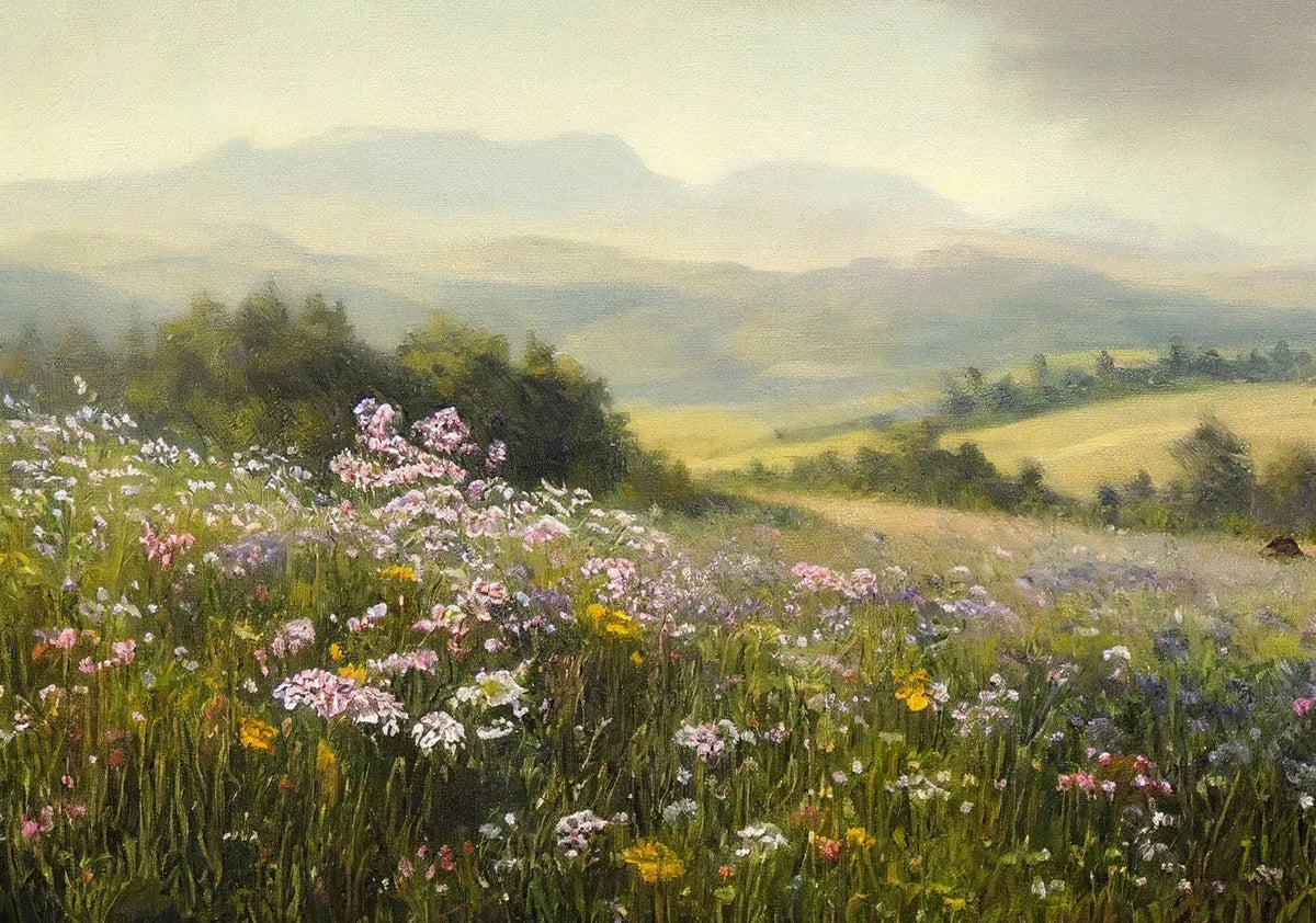 Wildflower Meadow Canvas Print | Unframed Countryside Wall Art