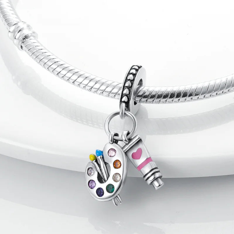 925 Sterling Silver Charm Holder Set – Bag Charm & Key Ring for DIY Jewelry