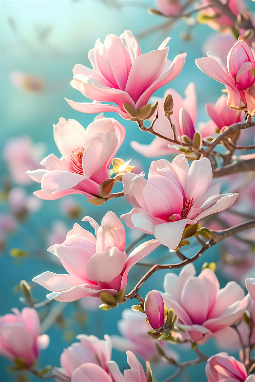 Pink Magnolia Floral Canvas Wall Art | Modern Botanical Home Decor Print