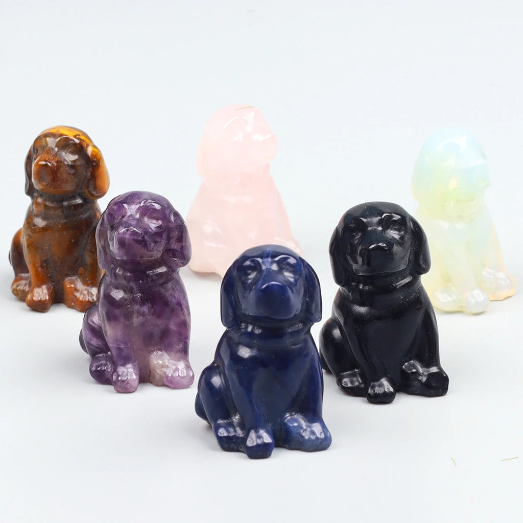 Mini Sitting Puppy Figurine | Stone & Opalite Options