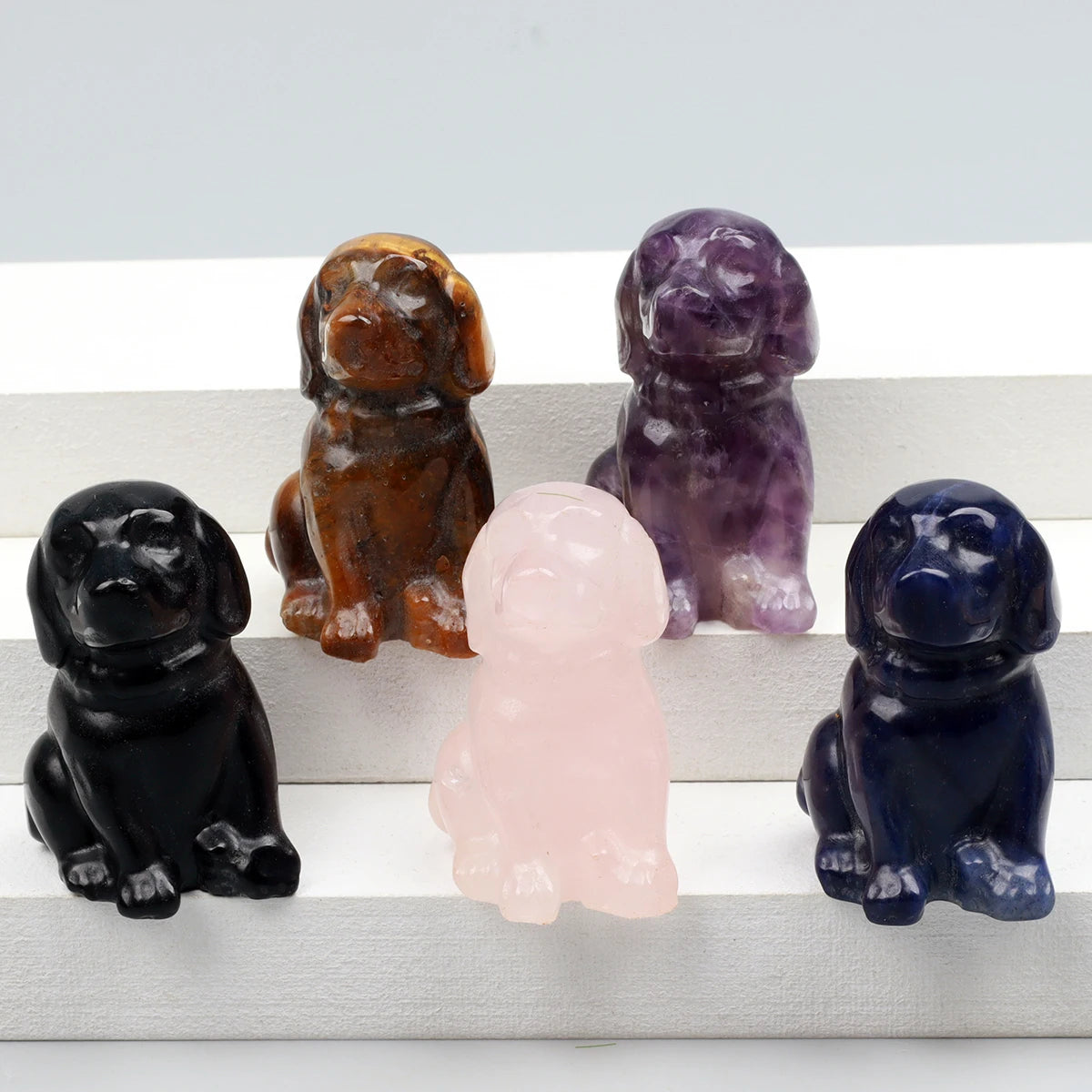 Mini Sitting Puppy Figurine | Stone & Opalite Options
