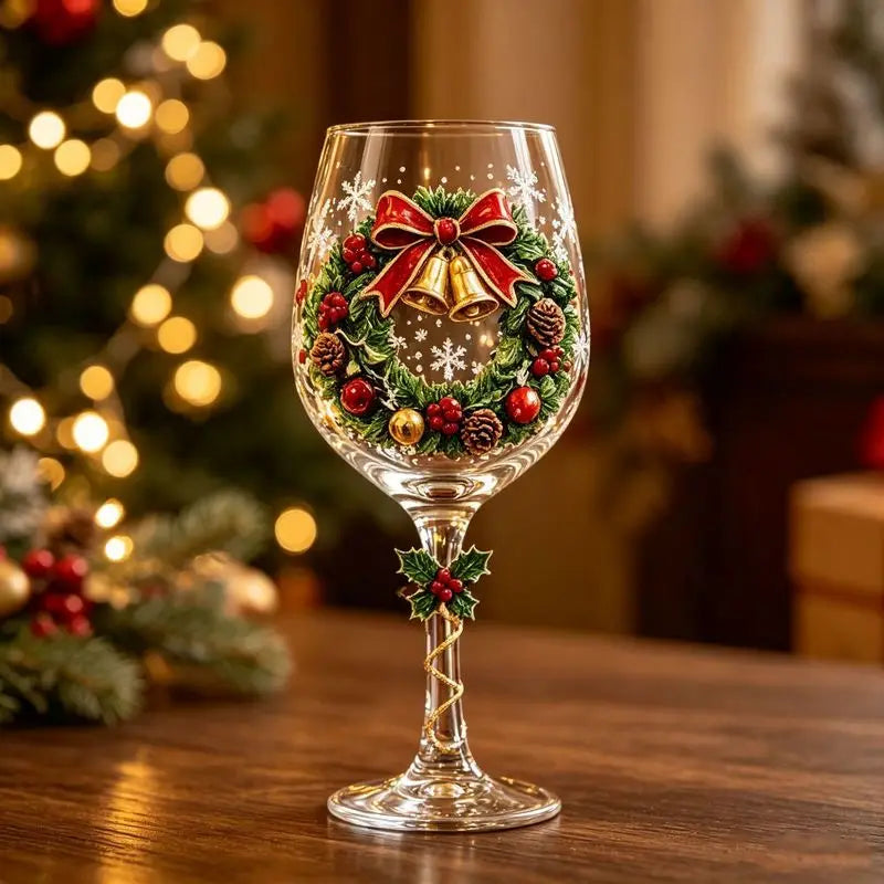Merry & Bright Christmas Glass Goblets