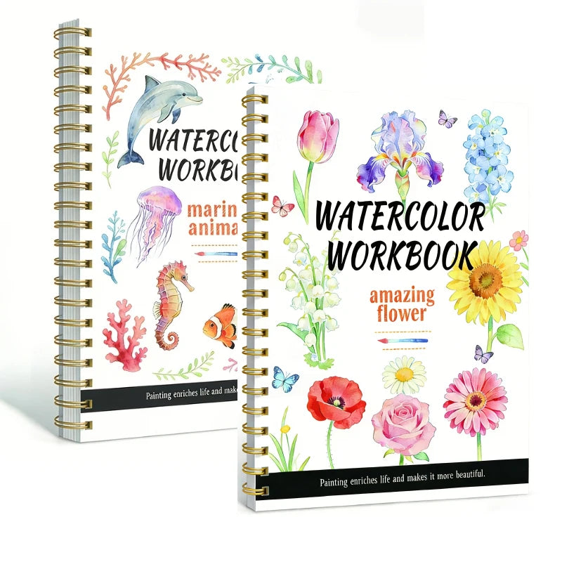 Watercolor Beginner's Practice Workbook | 14 Sketches + 2 Color Mixing Guides