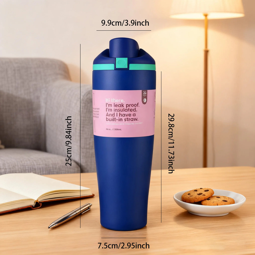 40 oz Insulated Stainless Steel Tumbler with Handle & Straw