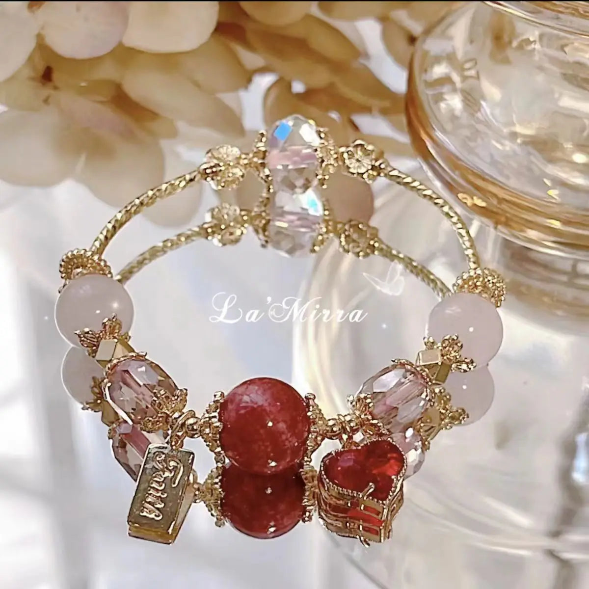 Blue Sandstone Crystal Star Bracelet | Starry Sky · Heart & Moon Charm Styles