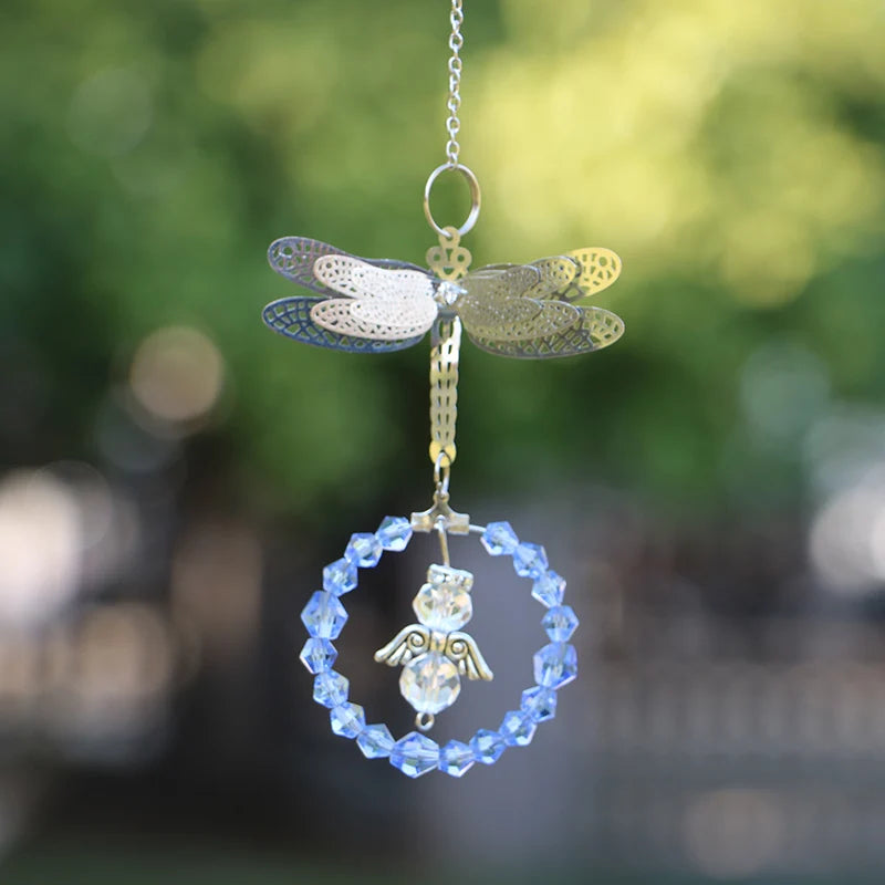 Dragonfly Crystal Suncatcher Pendant - Multicolored