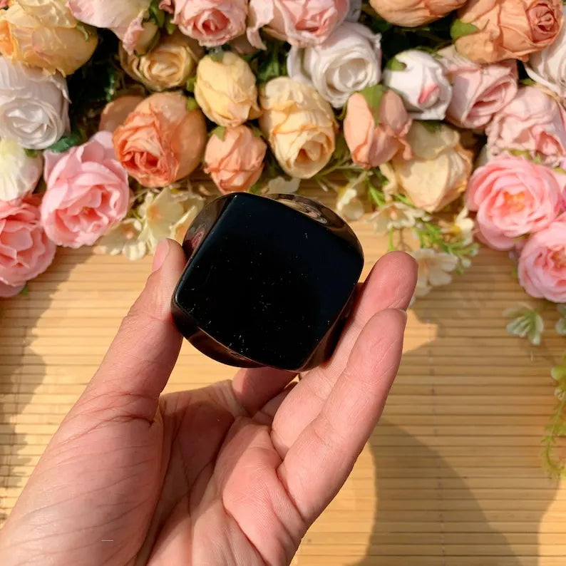Polished Black Obsidian Flame Crystal