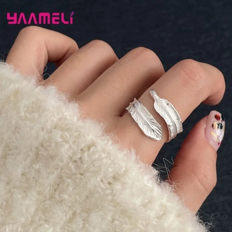 Moonstone Open Ring | 925 Sterling Silver | Resizable | Moonstone, Leaf & Set Options