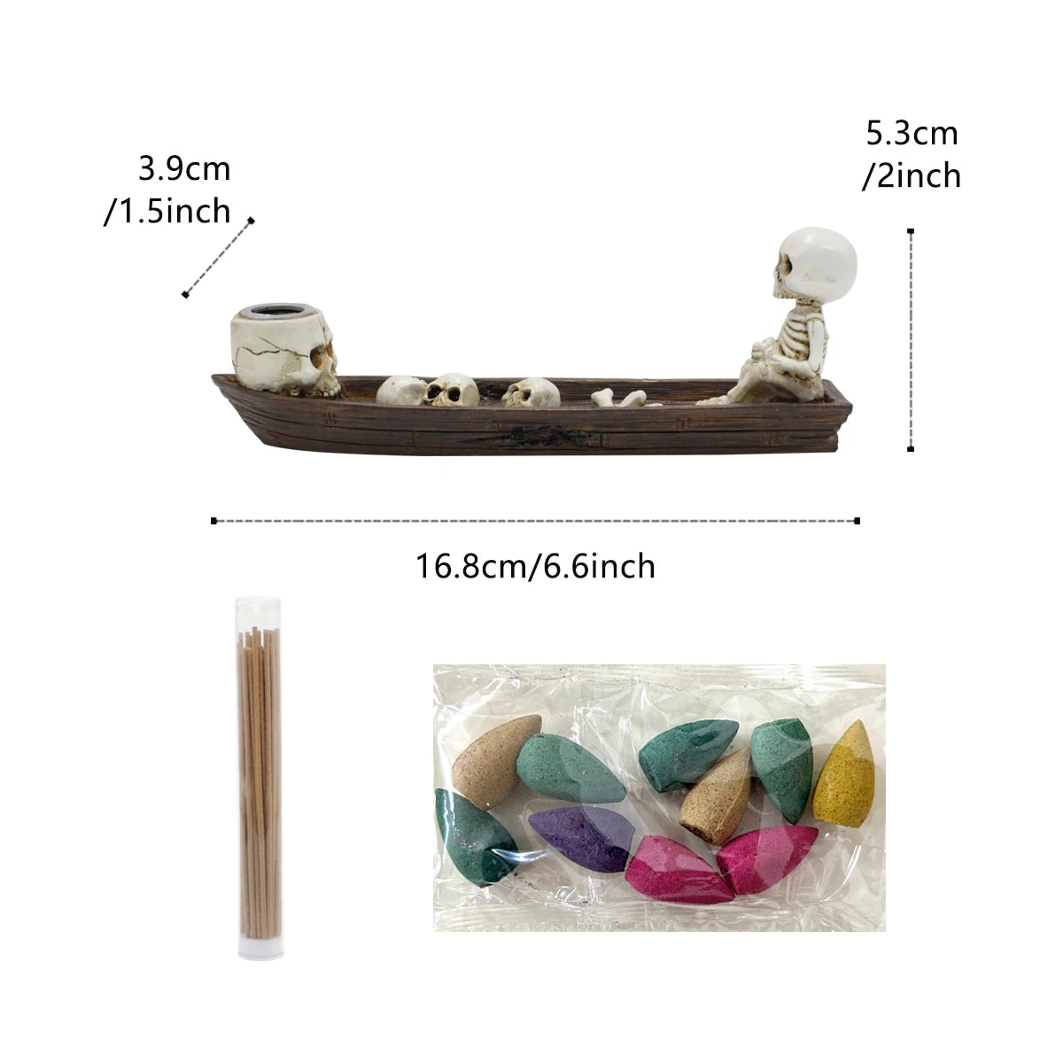 Skeleton Aromatherapy Canoe | Halloween Incense Holder | Spooky Resin Home Decor