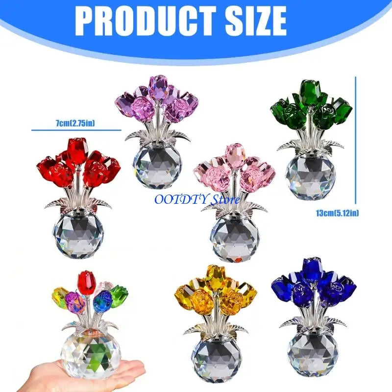 Handmade Crystal Rose Figurine — Elegant Flower Gift for Her