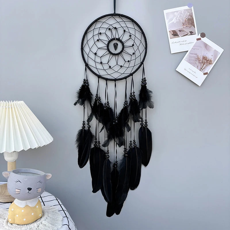 Nordic Dream Catcher Handmade  White Feather Wind Chimes Crystal Wall Pendant Birthday Festival Gifts Bedroom Hanging Ornaments