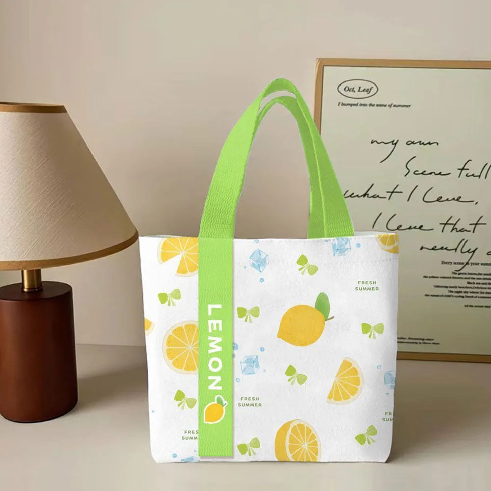 Floral & Lemon Canvas Tote Bag | Small & Large
