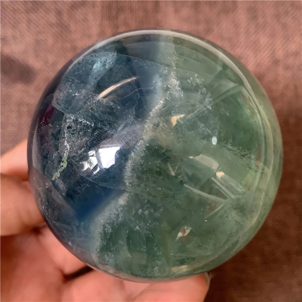 Natural Fluorite Crystal Ball Sphere | Reiki Healing & Home Décor