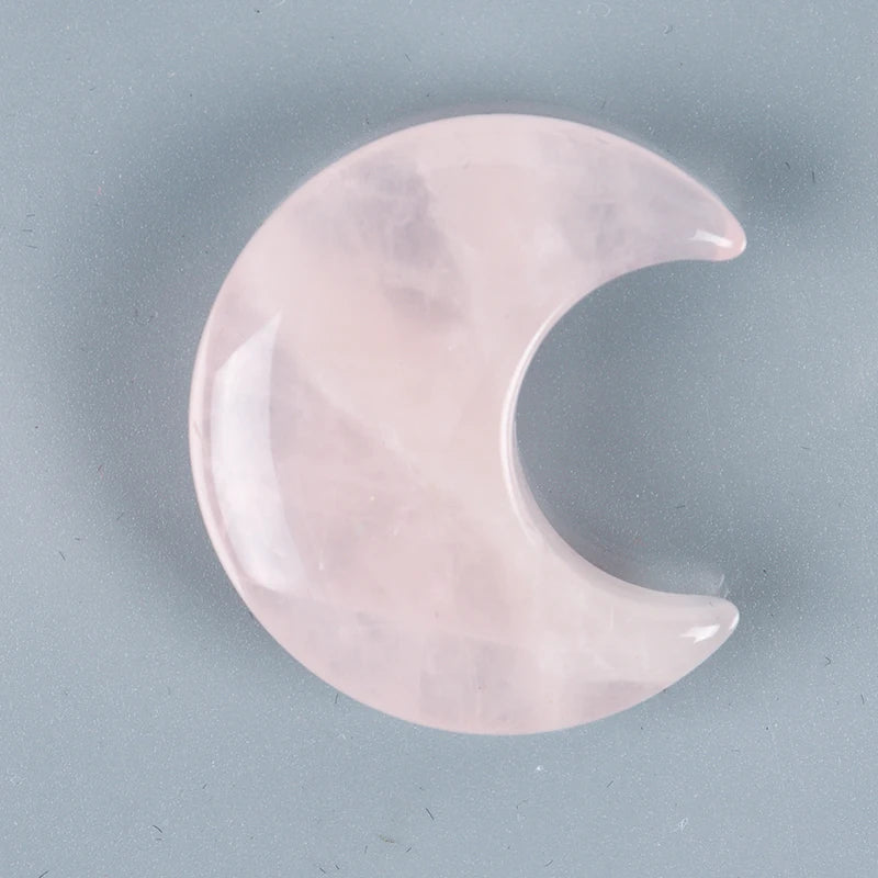 Natural Crystal Moon Ornament | Hand-Carved Healing Stone · 9 Varieties